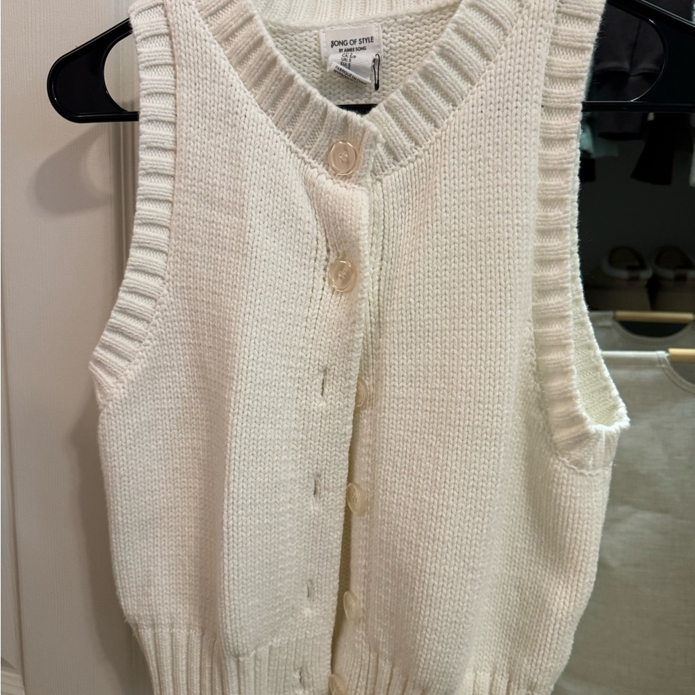 Song of Style Cream Knit Cardigan Vest